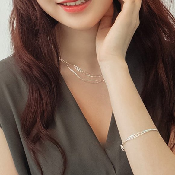 NEW 925 Sterling Silver Multi Layer Necklace - Picture 2 of 9